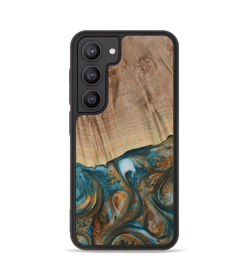 Galaxy S23 Wood Phone Case - Tristin (Teal & Gold, 730676)