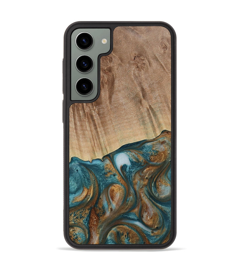 Galaxy S23 Plus Wood Phone Case - Tristin (Teal & Gold, 730676)