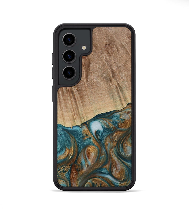 Galaxy S24 Wood Phone Case - Tristin (Teal & Gold, 730676)