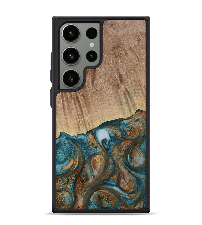 Galaxy S24 Ultra Wood Phone Case - Tristin (Teal & Gold, 730676)