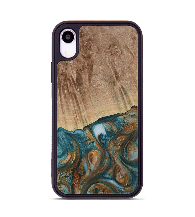 iPhone Xr Wood Phone Case - Tristin (Teal & Gold, 730676)