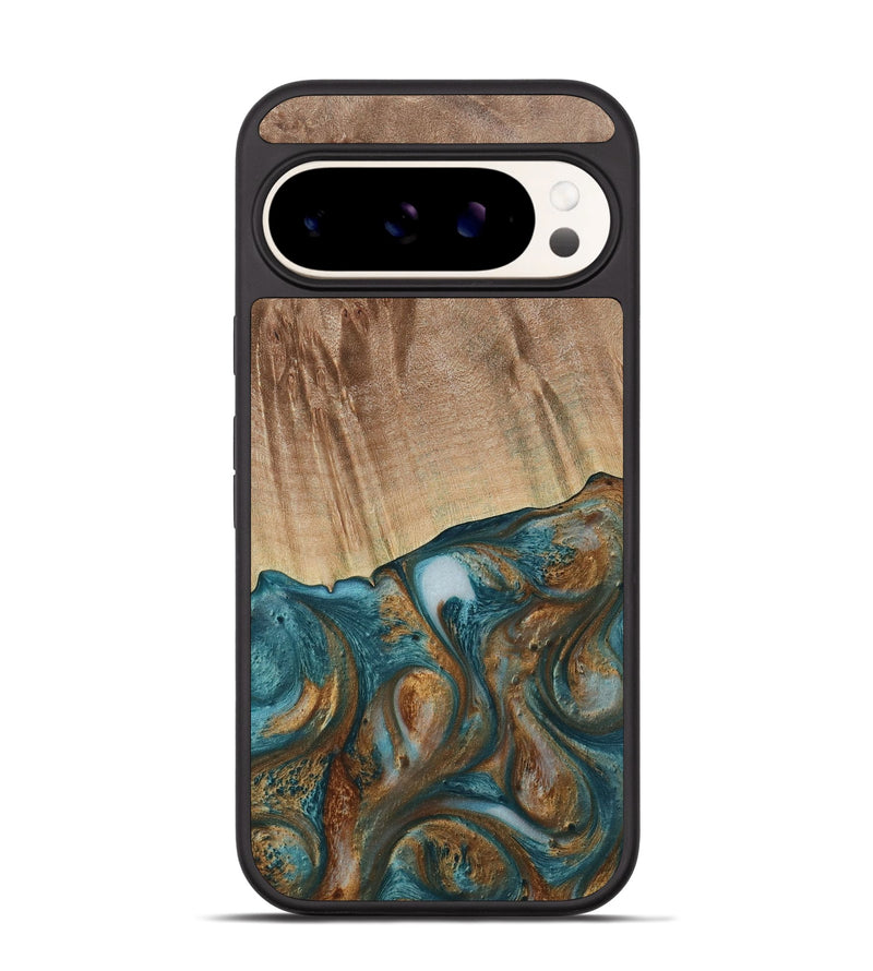 Pixel 9 Wood Phone Case - Tristin (Teal & Gold, 730676)