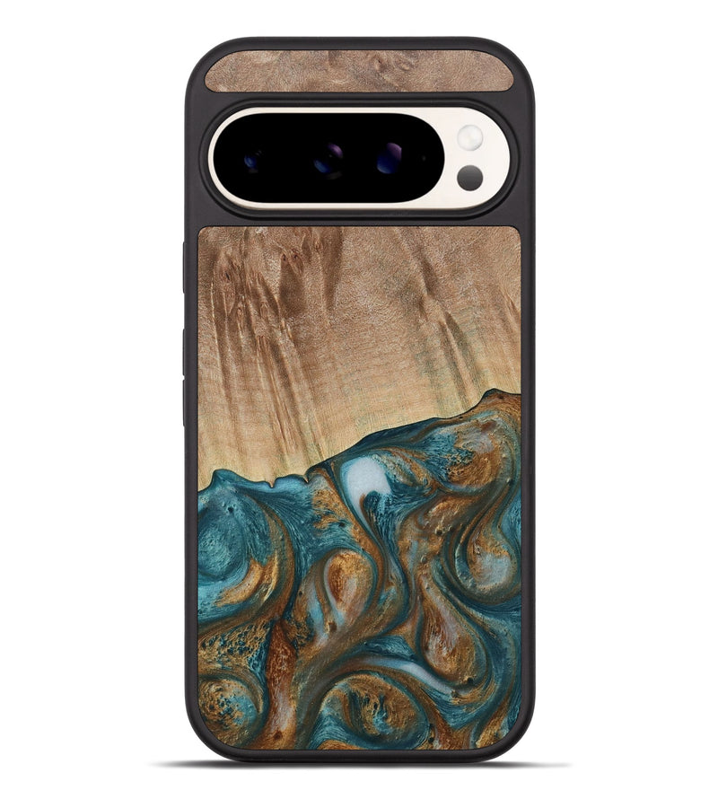 Pixel 9 Pro XL Wood Phone Case - Tristin (Teal & Gold, 730676)