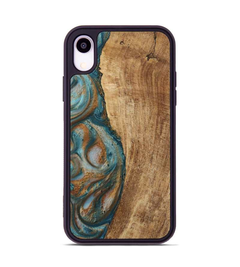 iPhone Xr Wood Phone Case - Elwood (Teal & Gold, 730677)