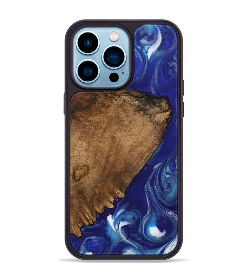 iPhone 14 Pro Max Wood Phone Case - Drema (Blue, 730678)