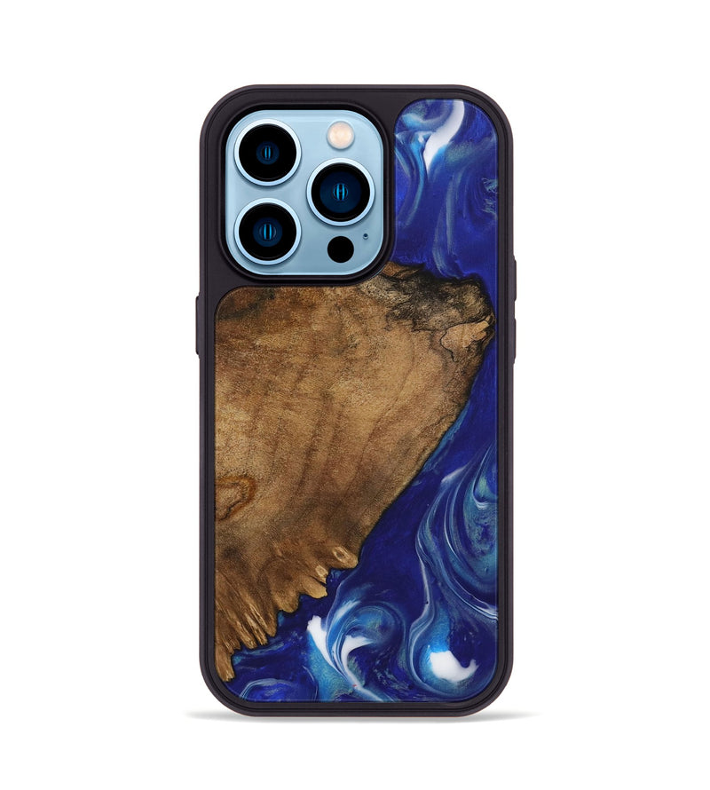 iPhone 14 Pro Wood Phone Case - Drema (Blue, 730678)