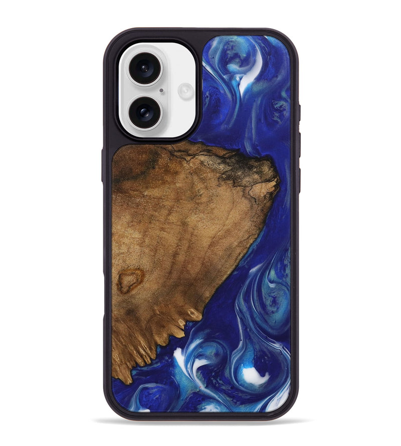 iPhone 16 Plus Wood Phone Case - Drema (Blue, 730678)