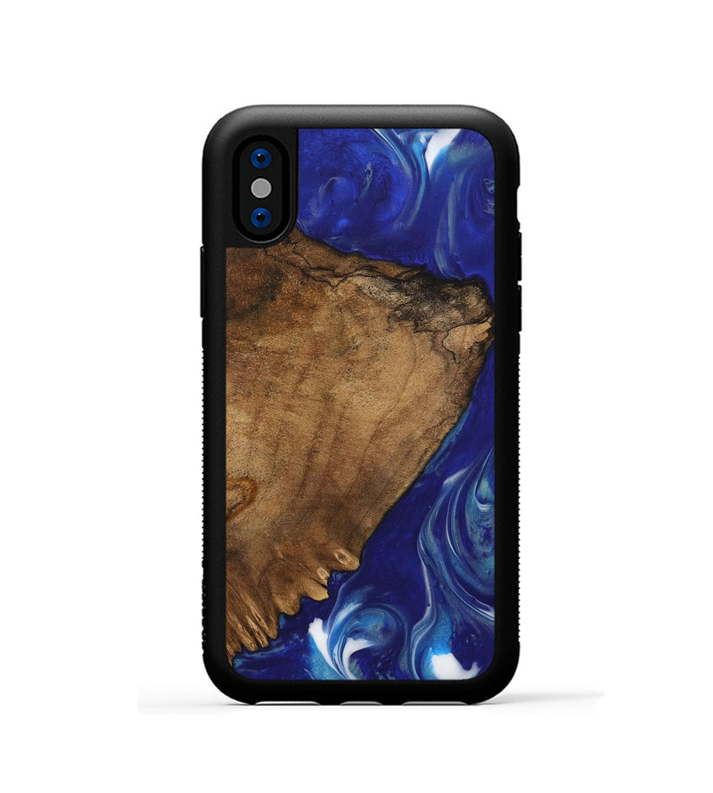 iPhone Xs Wood Phone Case - Drema (Blue, 730678)