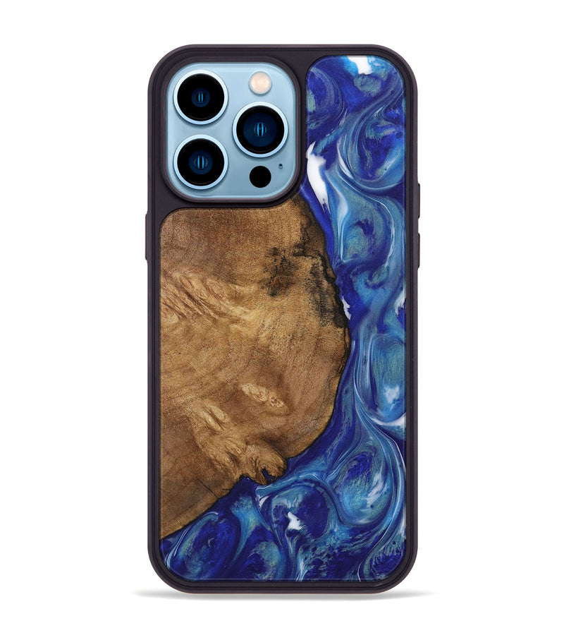 iPhone 14 Pro Max Wood Phone Case - Aleena (Blue, 730679)