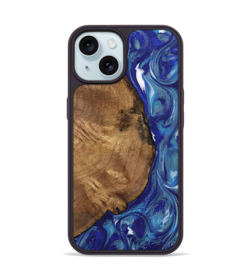 iPhone 15 Wood Phone Case - Aleena (Blue, 730679)