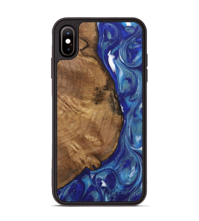 iPhone Xs Max Wood Phone Case - Aleena (Blue, 730679)