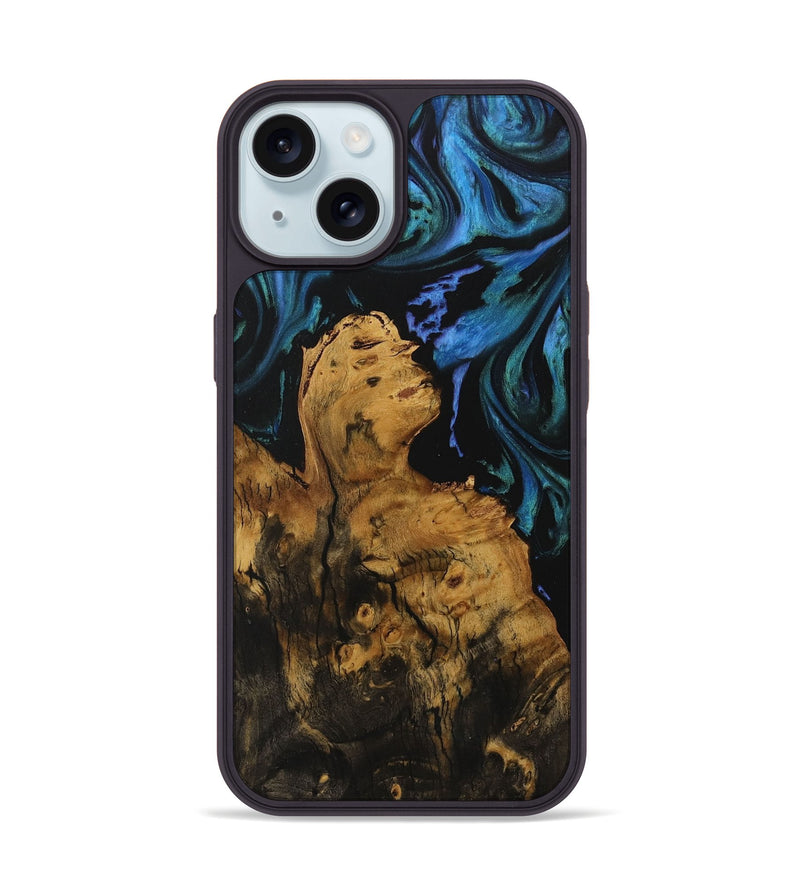 iPhone 15 Wood Phone Case - Drew (Blue, 730680)