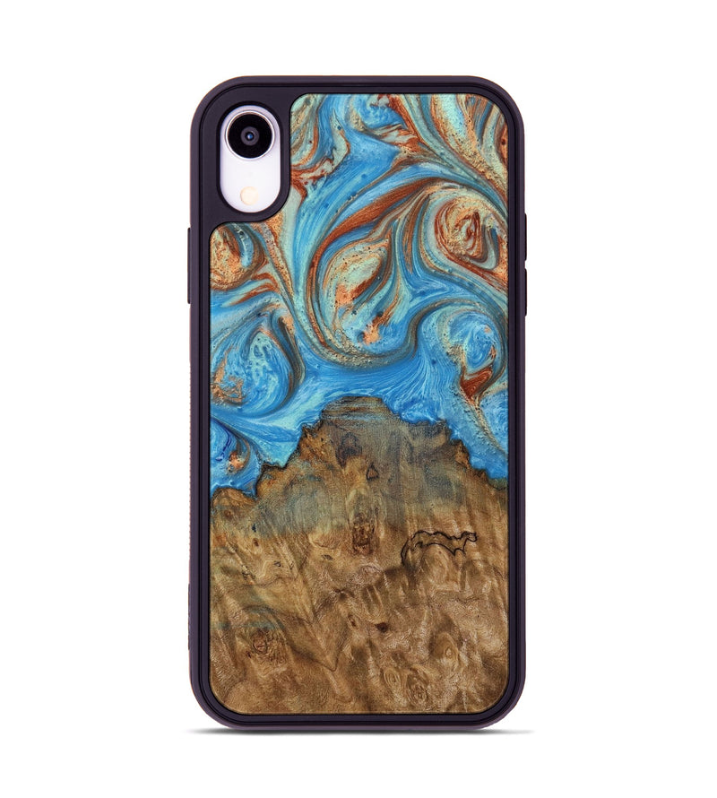 iPhone Xr Wood Phone Case - Daneen (Teal & Gold, 730684)