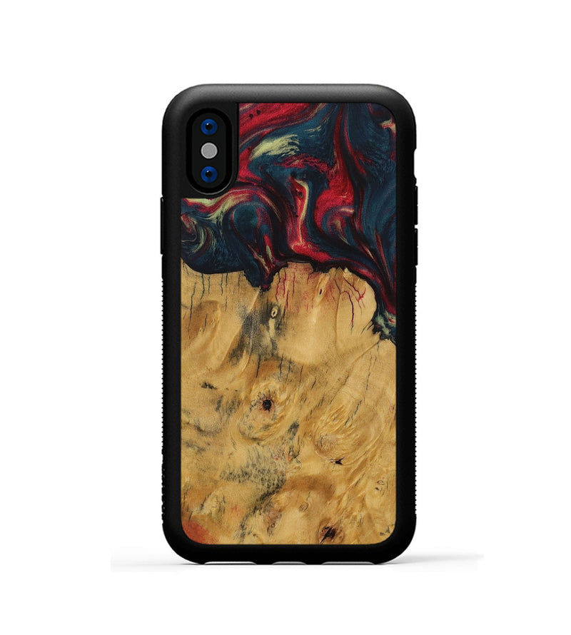 iPhone Xs Wood Phone Case - Beate (Red, 730691)