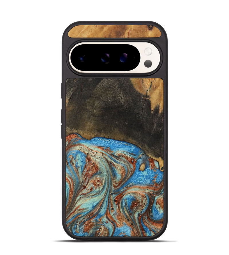 Pixel 9 Wood Phone Case - Thresa (Teal & Gold, 730694)