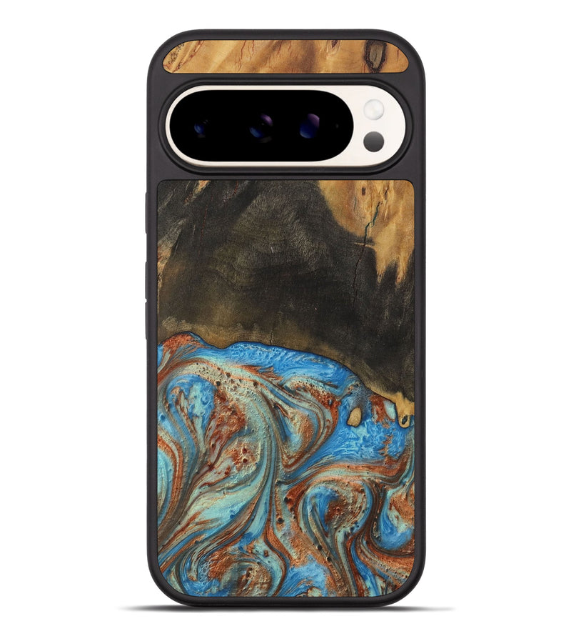 Pixel 9 Pro XL Wood Phone Case - Thresa (Teal & Gold, 730694)