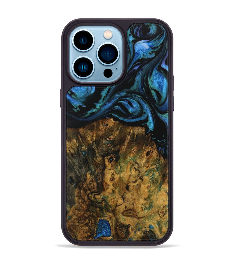 iPhone 14 Pro Max Wood Phone Case - Manerva (Blue, 730696)