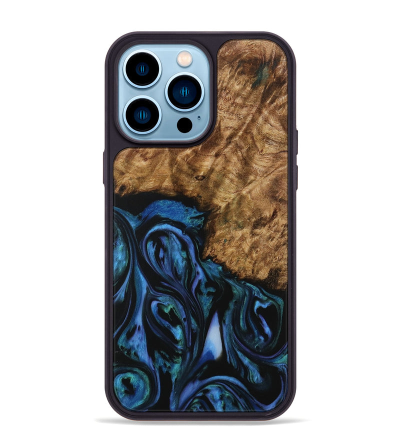 iPhone 14 Pro Max Wood Phone Case - Boone (Blue, 730697)