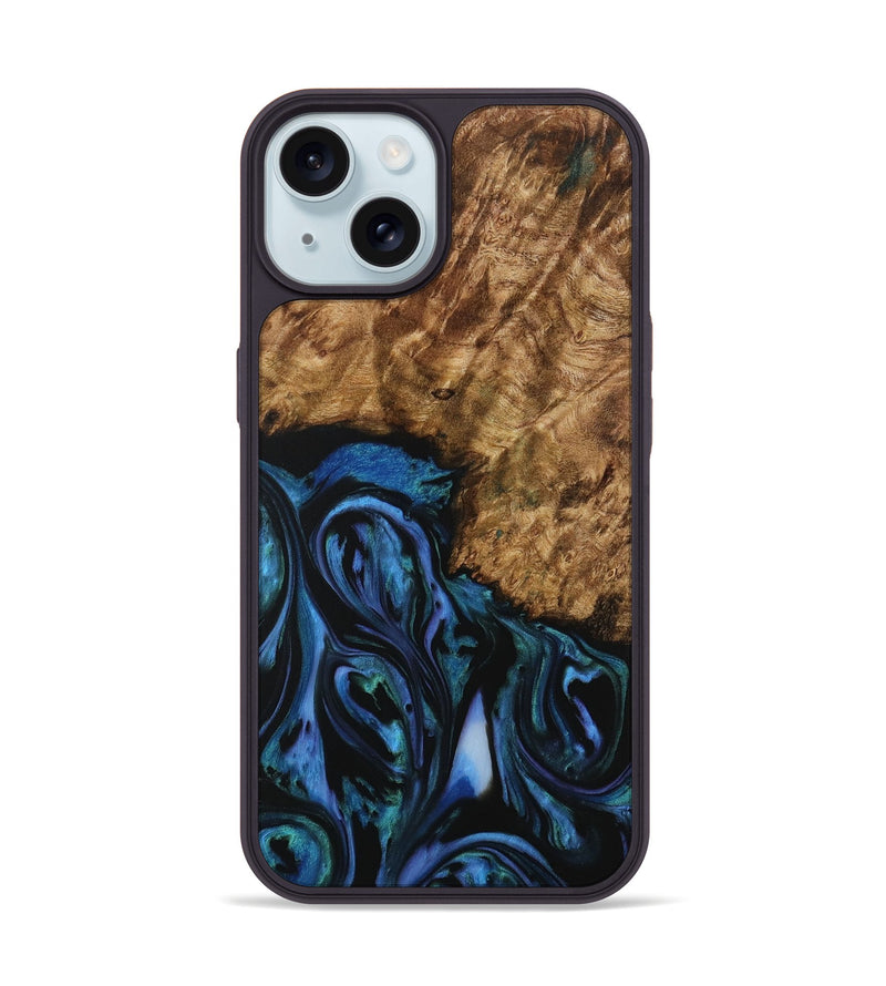 iPhone 15 Wood Phone Case - Boone (Blue, 730697)