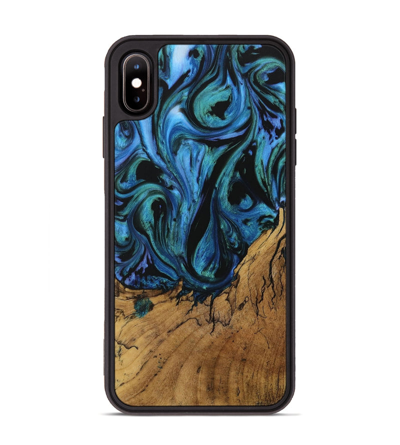 iPhone Xs Max Wood Phone Case - Girish (Blue, 730701)