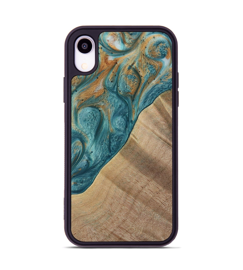 iPhone Xr Wood Phone Case - Budd (Teal & Gold, 730705)