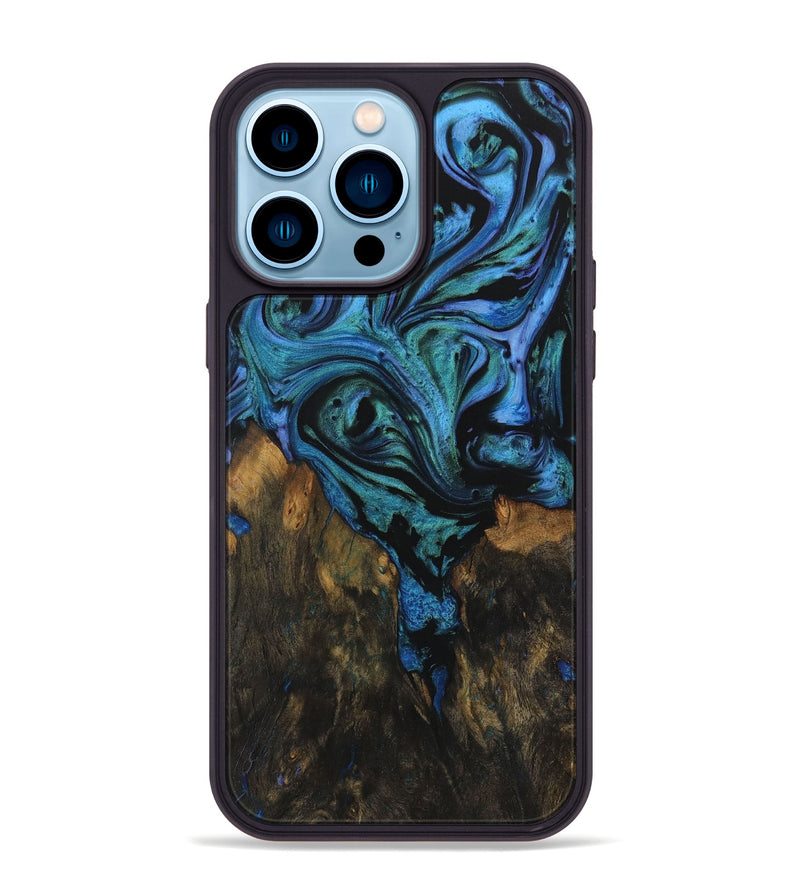 iPhone 14 Pro Max Wood Phone Case - Glornia (Blue, 730725)