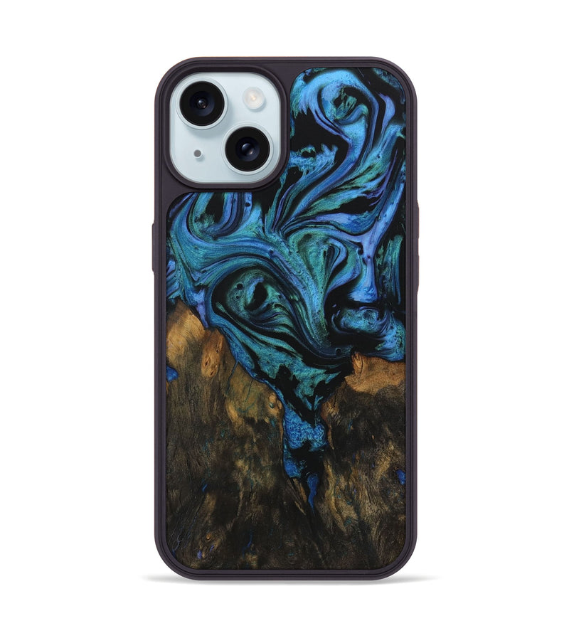 iPhone 15 Wood Phone Case - Glornia (Blue, 730725)