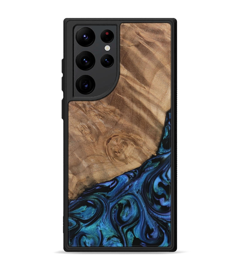 Galaxy S22 Ultra Wood Phone Case - Jeffie (Blue, 730728)