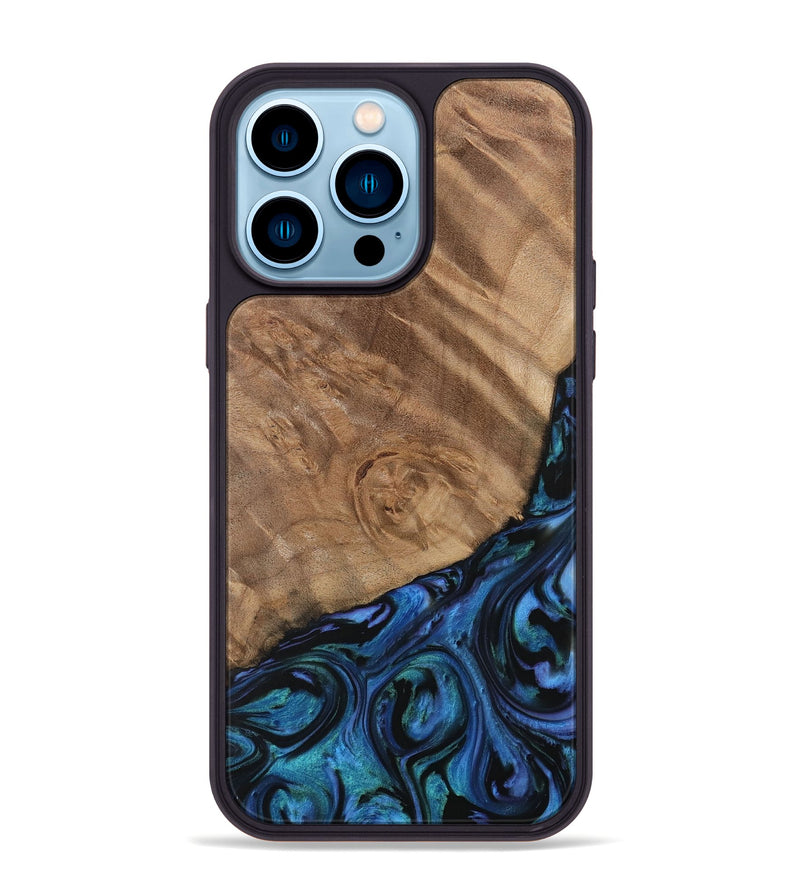 iPhone 14 Pro Max Wood Phone Case - Jeffie (Blue, 730728)