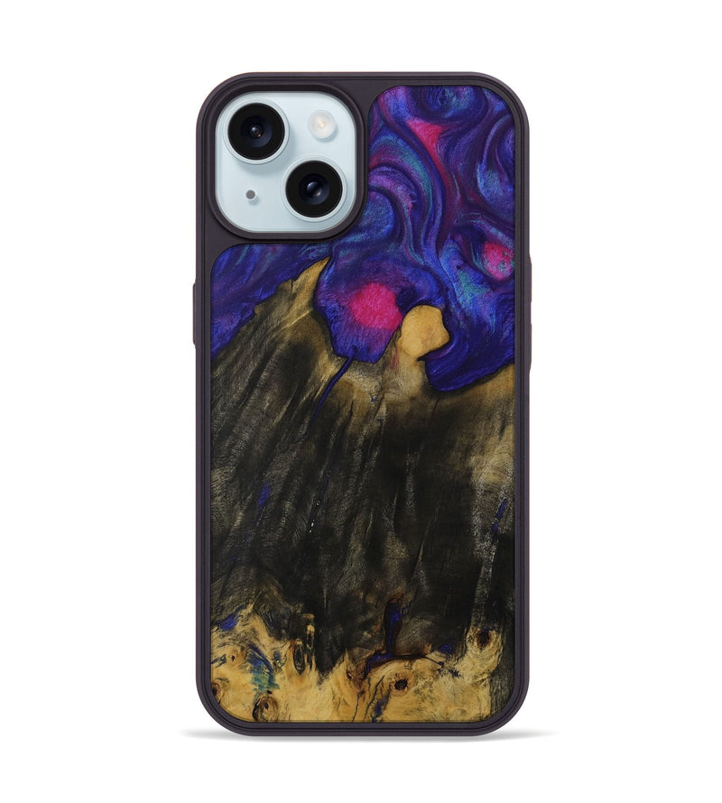 iPhone 15 Wood Phone Case - Shanti (Purple, 730732)