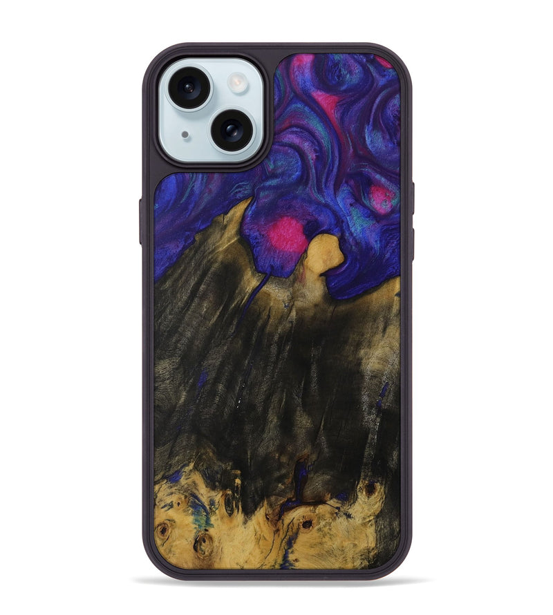 iPhone 15 Plus Wood Phone Case - Shanti (Purple, 730732)