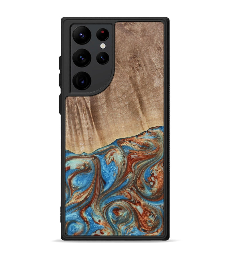 Galaxy S22 Ultra Wood Phone Case - Naresh (Teal & Gold, 730733)