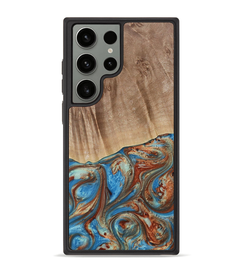 Galaxy S23 Ultra Wood Phone Case - Naresh (Teal & Gold, 730733)