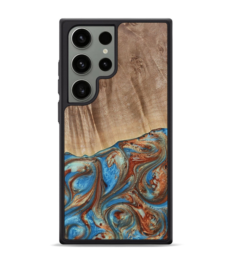 Galaxy S24 Ultra Wood Phone Case - Naresh (Teal & Gold, 730733)