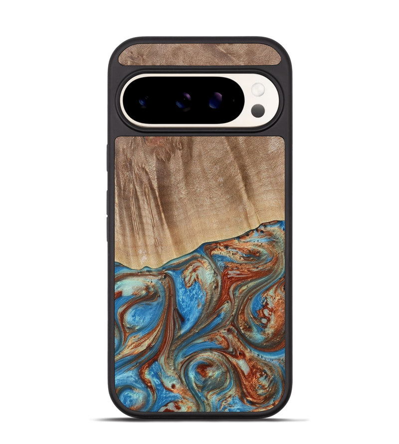 Pixel 9 Wood Phone Case - Naresh (Teal & Gold, 730733)