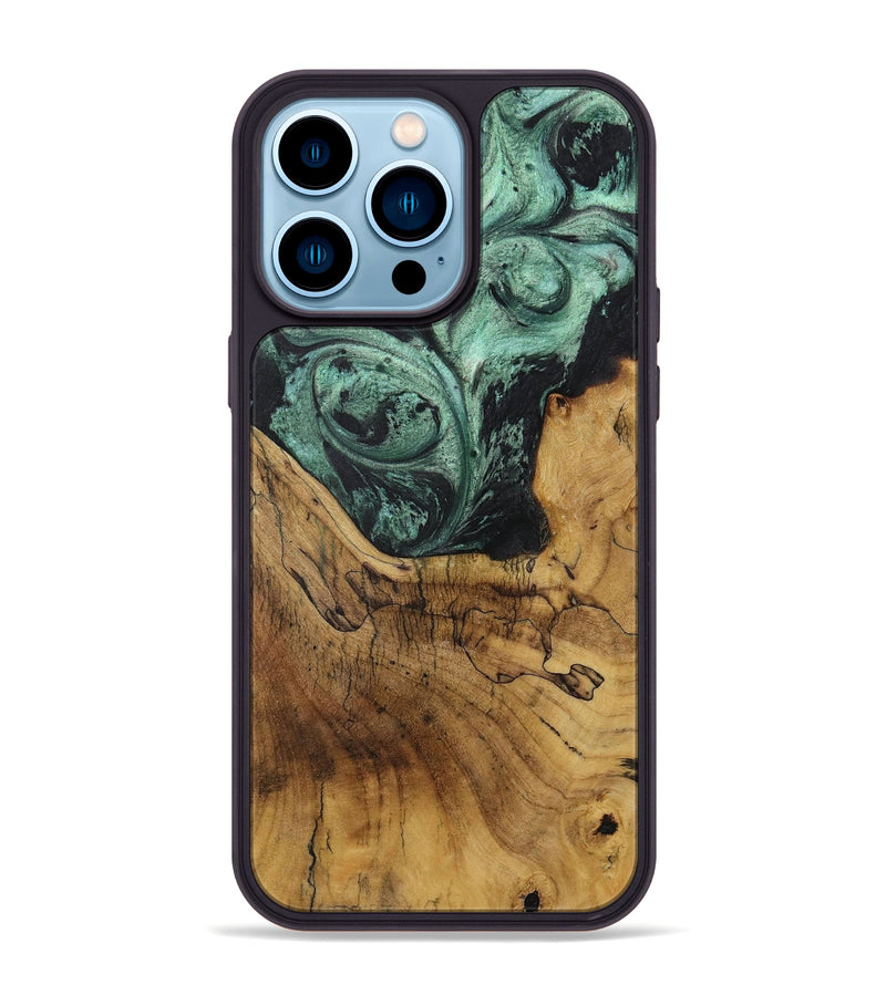 iPhone 14 Pro Max Wood Phone Case - Alia (Green, 730753)