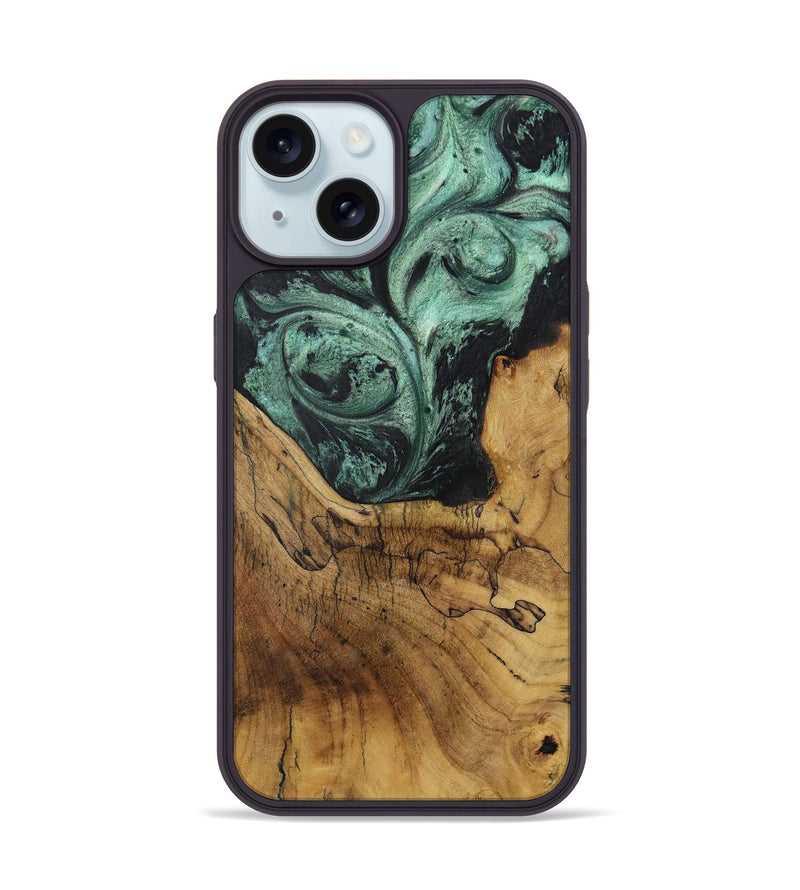 iPhone 15 Wood Phone Case - Alia (Green, 730753)