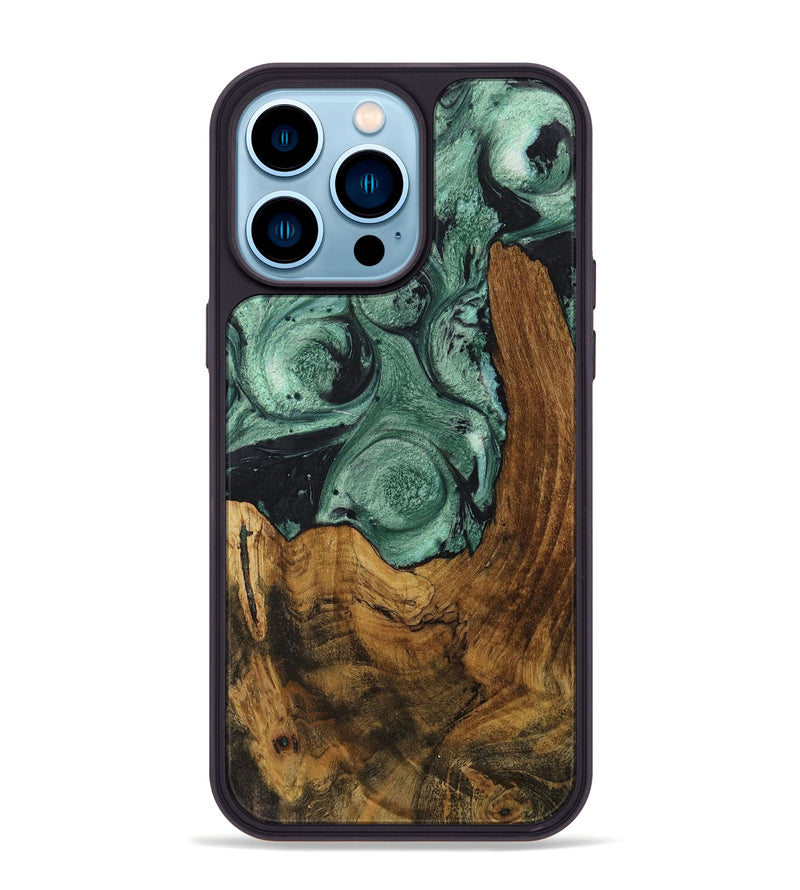 iPhone 14 Pro Max Wood Phone Case - Teresa (Green, 730754)