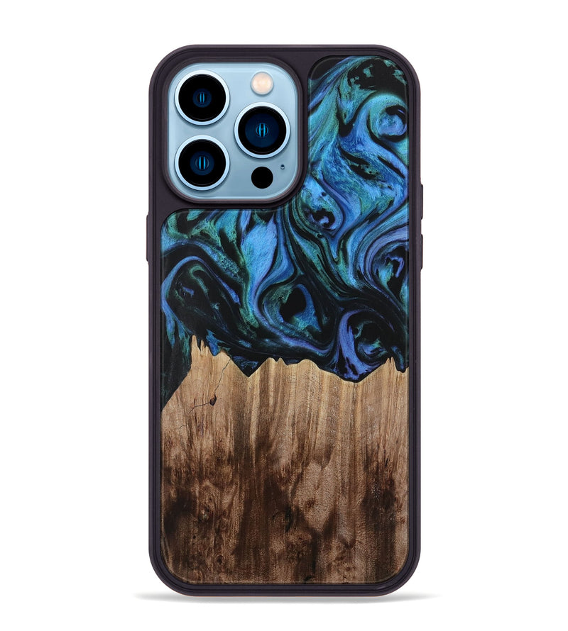 iPhone 14 Pro Max Wood Phone Case - Caitrin (Blue, 730757)