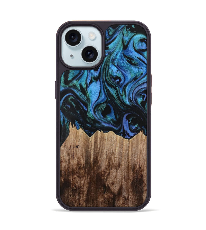 iPhone 15 Wood Phone Case - Caitrin (Blue, 730757)