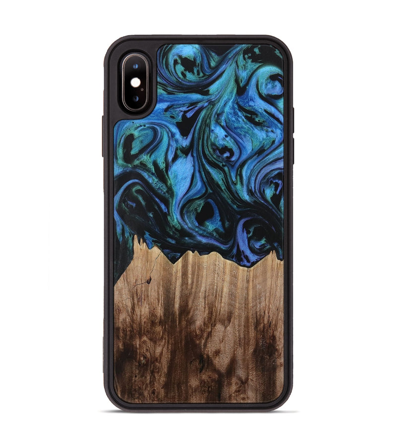 iPhone Xs Max Wood Phone Case - Caitrin (Blue, 730757)