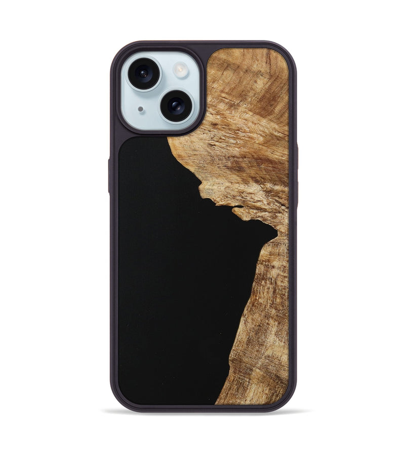 iPhone 15 Wood Phone Case - Naser (Pure Black, 730763)