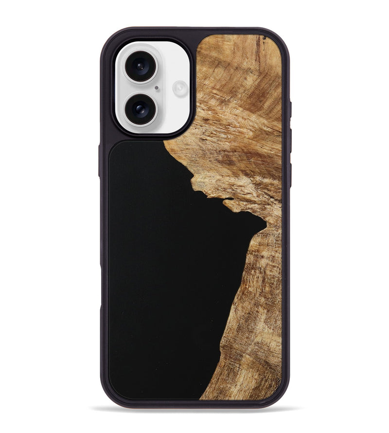 iPhone 16 Plus Wood Phone Case - Naser (Pure Black, 730763)