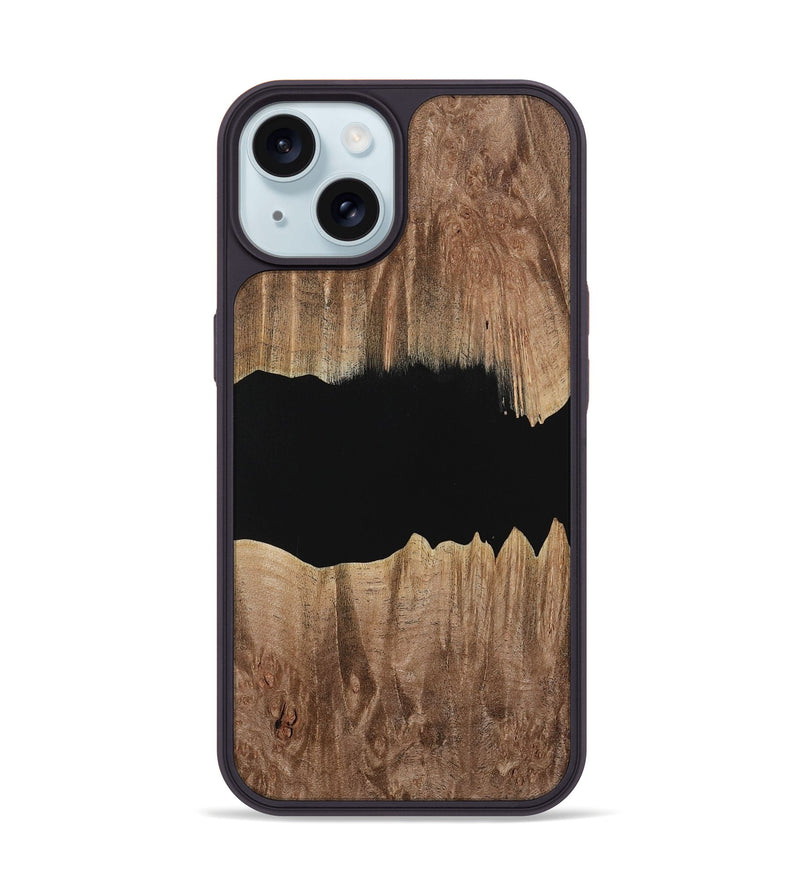 iPhone 15 Wood Phone Case - Electa (Pure Black, 730765)