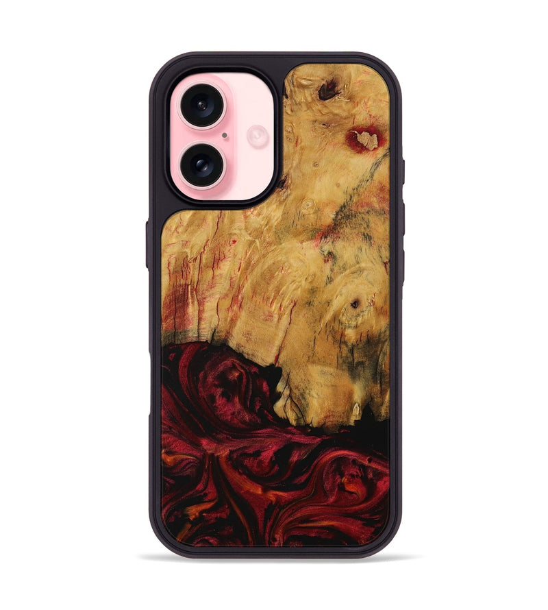 iPhone 16 Wood Phone Case - Paqs (Red, 730782)