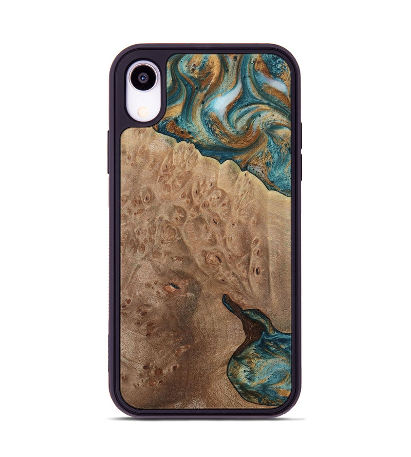 iPhone Xr Wood Phone Case - Colbert (Teal & Gold, 730785)