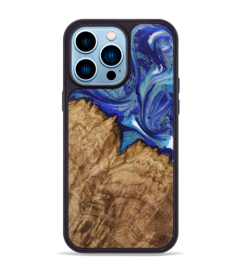 iPhone 14 Pro Max Wood Phone Case - Spring (Blue, 730787)