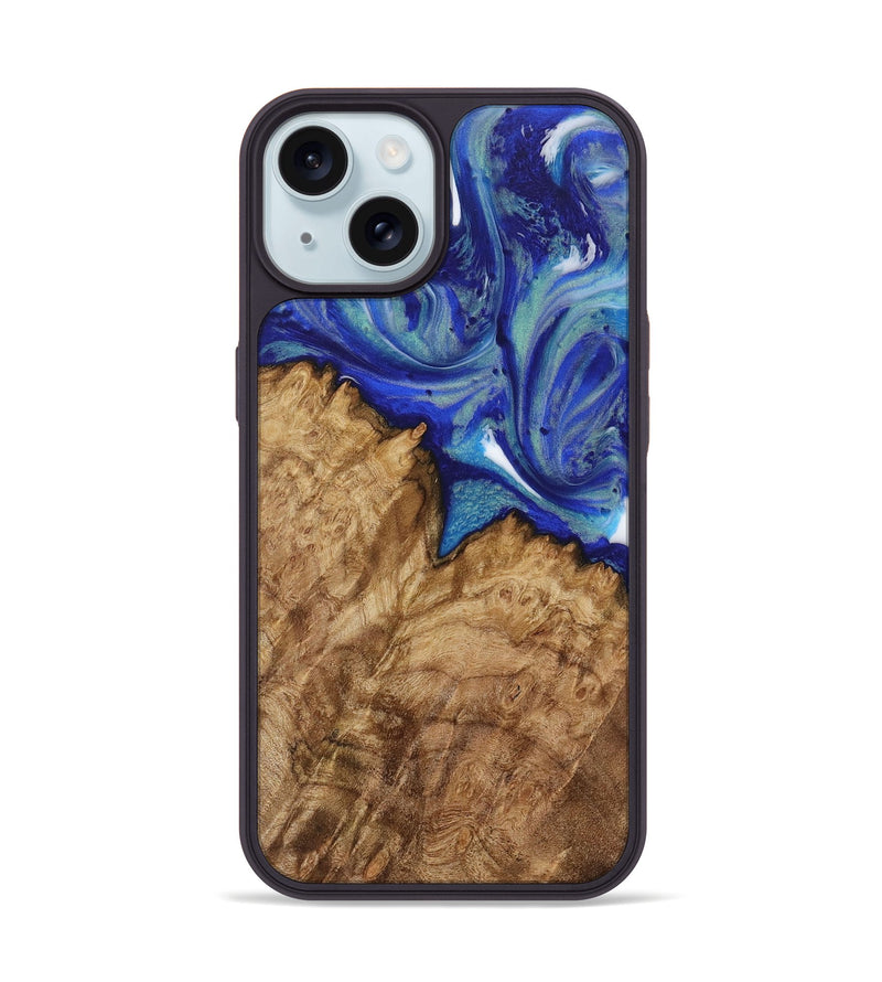 iPhone 15 Wood Phone Case - Spring (Blue, 730787)