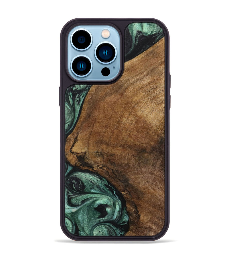 iPhone 14 Pro Max Wood Phone Case - Elane (Green, 730790)