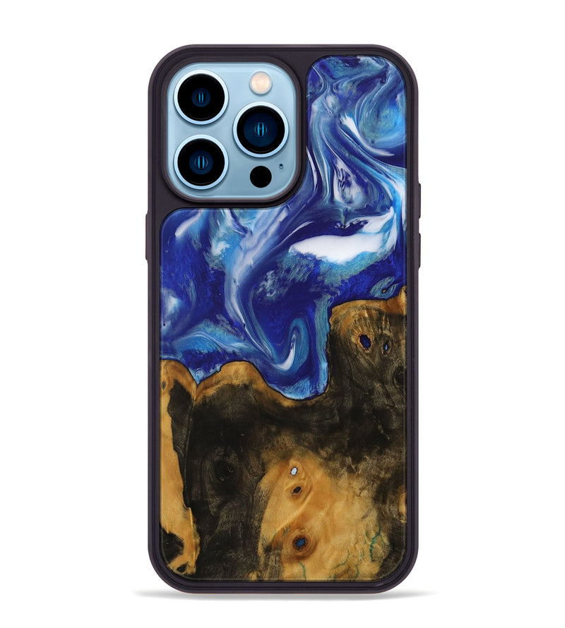 iPhone 14 Pro Max Wood Phone Case - Averil (Blue, 730792)